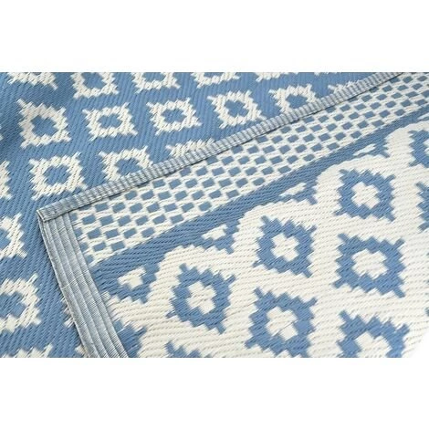 AUBRY GASPARD Tapis D'extérieur 100% Plastique Recyclable Maya Bleu - Bleu 3 AUBRY GASPARD Tapis D'extérieur 100% Plastique Recyclable Maya Bleu - Bleu – Image 3
