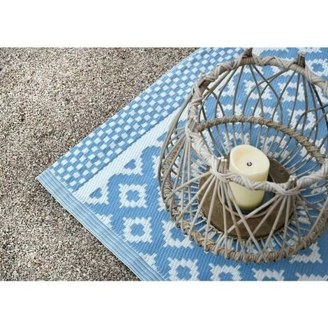 AUBRY GASPARD Tapis D'extérieur 100% Plastique Recyclable Maya Bleu - Bleu 4 AUBRY GASPARD Tapis D'extérieur 100% Plastique Recyclable Maya Bleu - Bleu – Image 4