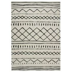 THEDECOFACTORY COTTON BERBERE ETHNO - <p>Tapis En Coton Ethnique Naturel-noir 160x230 - Naturel Noir