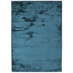 THEDECOFACTORY FLANELLE - <p>Tapis Extra-doux Effet Velours Bleu Foncé 160x230 - Bleu