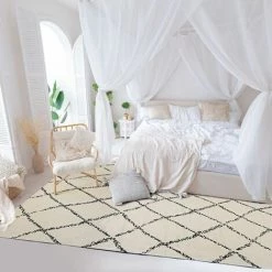 THEDECOFACTORY COTTON BERBERE LOSANGE - <p>Tapis En Coton Losanges Naturel-noir 190x290 - Naturel Noir -Tapis et paillasson Soldes 23982812 5