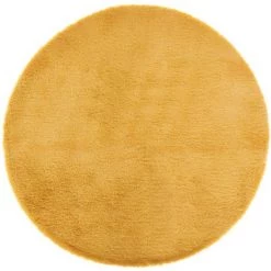 Atmosphera - Tapis En Fourrure Ocre Extra Doux D 80 Cm - Ocre