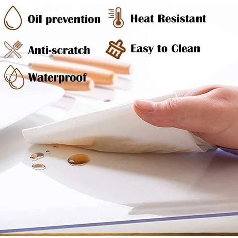 INSMA 60x120cm Transparent Nappe Rectangulaire Douce De Table En TPU Et Transparente Impermeable Protecteurs De Bureau 4 INSMA 60x120cm Transparent Nappe Rectangulaire Douce De Table En TPU Et Transparente Impermeable Protecteurs De Bureau – Image 4