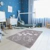 UNAMOURDETAPIS Tapis Enfant 60x110 Cm Rectangulaire PATTES 100% BIO Gris Chambre Tufté Main Coton - Gris
