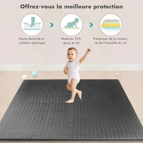 COSTWAY Tapis De Sol Avec Bordure Pour Sport, Tapis Polyvalents Avec Mousse EVA 3 COSTWAY Tapis De Sol Avec Bordure Pour Sport, Tapis Polyvalents Avec Mousse EVA â Image 3