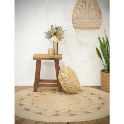 AUBRY GASPARD Tapis Rond En Jute Naturelle Ajourée Diamètre 180cm Beige - Beige -Tapis et paillasson Soldes 24962505 3