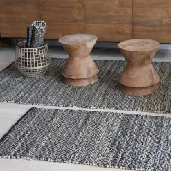 HOMEMAISON Tapis En Jute Tissage Artisanal Noir 60 X 90cm - Noir