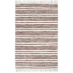 Hommoo Tapis Chindi Tisse A La Main Coton 80x160 Cm Bordeaux Et Blanc HDV02844