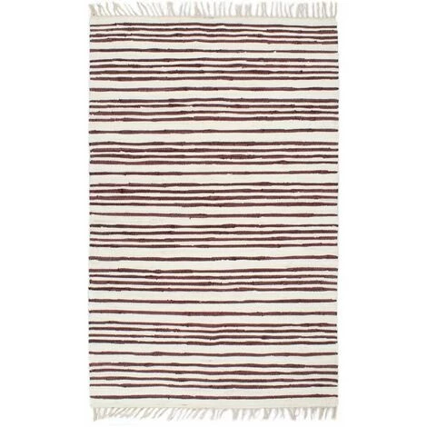 Hommoo Tapis Chindi Tisse A La Main Coton 80x160 Cm Bordeaux Et Blanc HDV02844 1 Hommoo Tapis Chindi Tisse A La Main Coton 80x160 Cm Bordeaux Et Blanc HDV02844