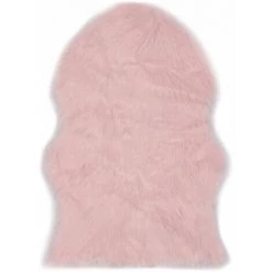 Hommoo Tapis 60 X 90 Cm Peau De Mouton Synthetique Rose HDV25011