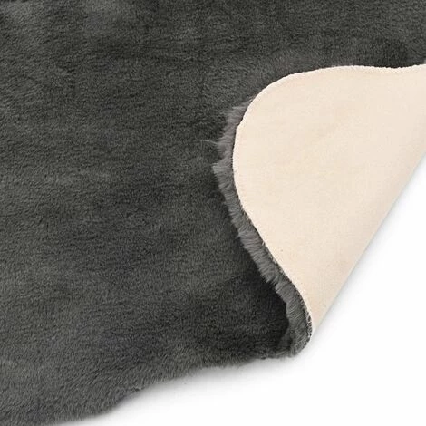 Hommoo Tapis 65 X 95 Cm Fausse Fourrure De Lapin Gris Fonce HDV25405 4 Hommoo Tapis 65 X 95 Cm Fausse Fourrure De Lapin Gris Fonce HDV25405 – Image 4