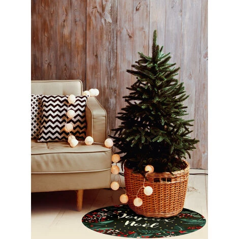 Tapis Décoration De Fêtes - Tapis En Vinyle Tarkett - Diamètre 90 - Motif Joyeux Noël Vert 3 Tapis Décoration De Fêtes - Tapis En Vinyle Tarkett - Diamètre 90 - Motif Joyeux Noël Vert – Image 3