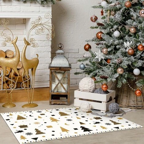 Tapis Décoration Hiver - Tapis En Vinyle Tarkett - Sous Cheminée - 49,5x83 - Motif Sapins Noir Et Doré 1 Tapis Décoration Hiver - Tapis En Vinyle Tarkett - Sous Cheminée - 49,5x83 - Motif Sapins Noir Et Doré