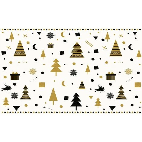 Tapis Décoration Hiver - Tapis En Vinyle Tarkett - Sous Cheminée - 49,5x83 - Motif Sapins Noir Et Doré 2 Tapis Décoration Hiver - Tapis En Vinyle Tarkett - Sous Cheminée - 49,5x83 - Motif Sapins Noir Et Doré – Image 2