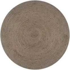 TRUE DEAL Tapis Fait à La Main Jute Rond 90 Cm Gris