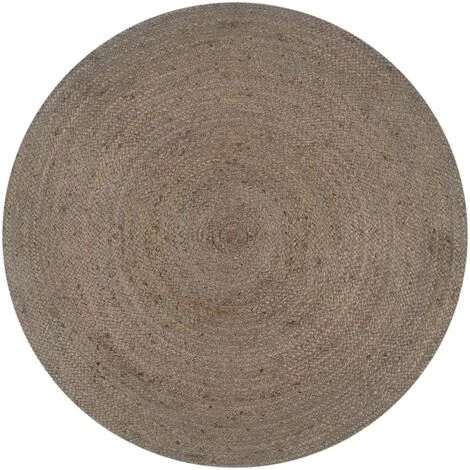 TRUE DEAL Tapis Fait à La Main Jute Rond 90 Cm Gris 1 TRUE DEAL Tapis Fait à La Main Jute Rond 90 Cm Gris