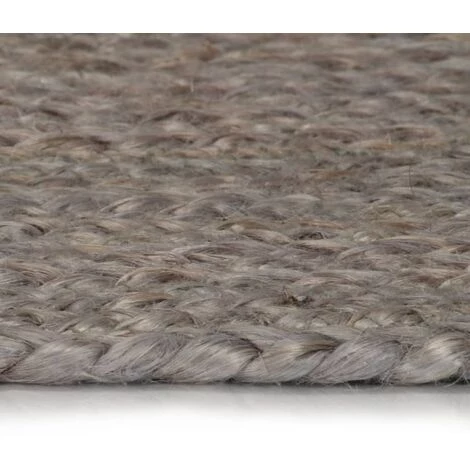 TRUE DEAL Tapis Fait à La Main Jute Rond 90 Cm Gris 3 TRUE DEAL Tapis Fait à La Main Jute Rond 90 Cm Gris – Image 3