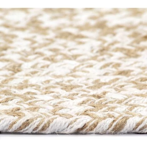 TRUE DEAL Tapis Fait à La Main Jute Blanc Et Naturel 90 Cm 3 TRUE DEAL Tapis Fait à La Main Jute Blanc Et Naturel 90 Cm – Image 3