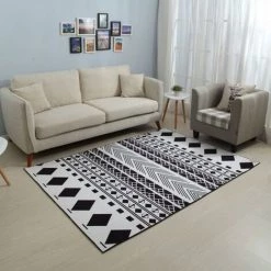 DEVENIRRICHE Tapis De Sol Tapis Doux Lavable à Motif Géométrique De Style Bref , 120X160CM