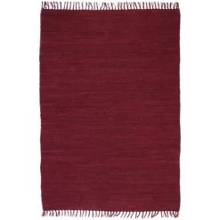 TRUE DEAL Tapis Chindi Coton Tissé à La Main 80 X 160 Cm Bordeaux