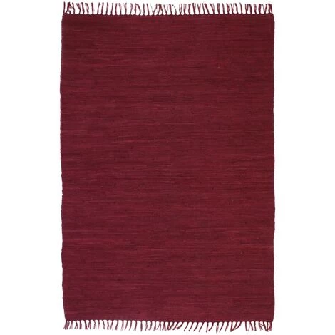 TRUE DEAL Tapis Chindi Coton Tissé à La Main 80 X 160 Cm Bordeaux 1 TRUE DEAL Tapis Chindi Coton Tissé à La Main 80 X 160 Cm Bordeaux