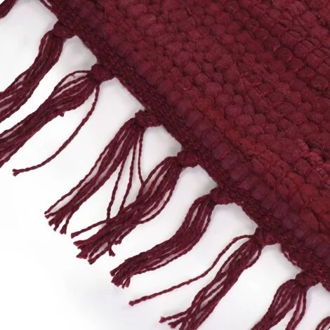 TRUE DEAL Tapis Chindi Coton Tissé à La Main 80 X 160 Cm Bordeaux 4 TRUE DEAL Tapis Chindi Coton Tissé à La Main 80 X 160 Cm Bordeaux – Image 4