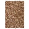 TRUE DEAL Tapis Shaggy Cuir Véritable 160 X 230 Cm Brun Roux