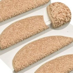 VidaXL Tapis De Marches D'escalier 15 Pcs Doré 65x21x4 Cm - Or