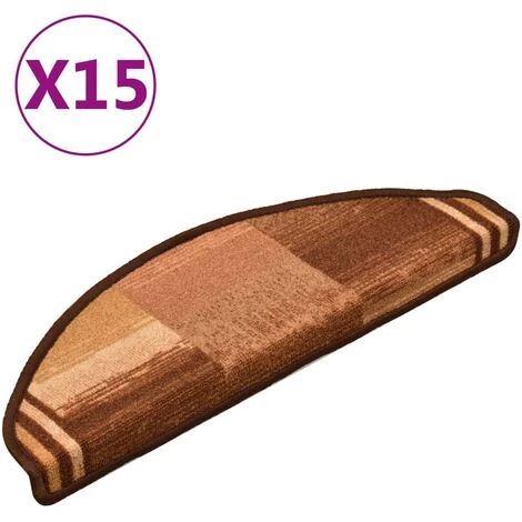 Tapis D'escalier Autocollants 15 Pcs Marron 65x21x4 Cm VidaXL 2 Tapis D'escalier Autocollants 15 Pcs Marron 65x21x4 Cm VidaXL – Image 2
