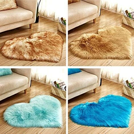 LITZEE 40 X 50 Cm / 15,7 X 19,6 Pouces Petit Coeur Forme Faux Tapis En Peau De Mouton Doux Long En Peluche Moelleux Shaggy Tapis Tapis Tapis Chambre Canapé Tapis De Sol Décoratif - Bleu Clair 2 LITZEE 40 X 50 Cm / 15,7 X 19,6 Pouces Petit Coeur Forme Faux Tapis En Peau De Mouton Doux Long En Peluche Moelleux Shaggy Tapis Tapis Tapis Chambre Canapé Tapis De Sol Décoratif - Bleu Clair – Image 2