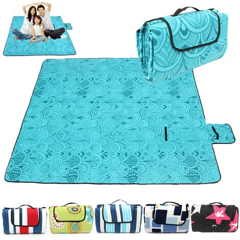 DRILLPRO Tapis De Plage Imperméable Grande Couverture De Pique-nique Sans Sable Sans Sable, Tapis De Camping En Paille (type 3 Paon Bleu) 2 DRILLPRO Tapis De Plage Imperméable Grande Couverture De Pique-nique Sans Sable Sans Sable, Tapis De Camping En Paille (type 3 Paon Bleu) – Image 2
