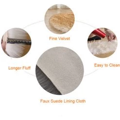 HAPPYSHOPPING Couverture Longue De Chambre A Coucher De Salon De Tapis De Canape De Faux Shearling, Rose 30 * 30cm -Tapis et paillasson Soldes 26585993 5