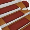 TRUE DEAL Tapis D'escalier 15 Pcs Tissu Aiguilleté 65x25 Cm Rouge