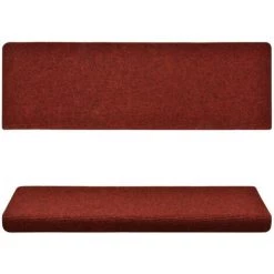 TRUE DEAL Tapis D'escalier 15 Pcs Tissu Aiguilleté 65x25 Cm Rouge 7 TRUE DEAL Tapis D'escalier 15 Pcs Tissu Aiguilleté 65x25 Cm Rouge -Tapis et paillasson Soldes 26660010 3
