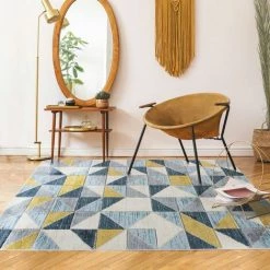 THEDECOFACTORY FJORD - <p>Tapis Aspect Laineux Motif Carrés Bleu Et Jaune 160x230 - Bleu 9 THEDECOFACTORY FJORD - <p>Tapis Aspect Laineux Motif Carrés Bleu Et Jaune 160x230 - Bleu -Tapis et paillasson Soldes 26723367 5