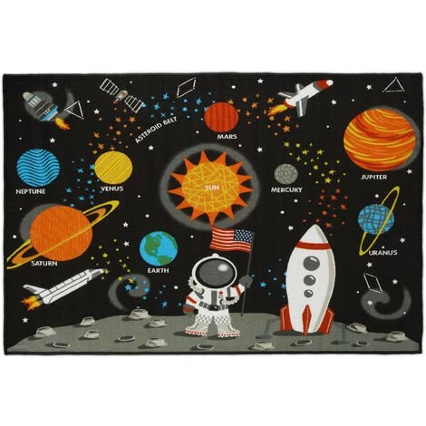 Relaxdays Tapis De Jeu, 150x100 Cm, Pour Enfants, éducatif, à Poils Courts, Antidérapant, Soleil & Planètes, Multicolore 1 Relaxdays Tapis De Jeu, 150x100 Cm, Pour Enfants, éducatif, à Poils Courts, Antidérapant, Soleil & Planètes, Multicolore