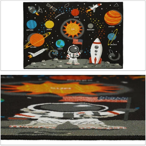 Relaxdays Tapis De Jeu, 150x100 Cm, Pour Enfants, éducatif, à Poils Courts, Antidérapant, Soleil & Planètes, Multicolore 2 Relaxdays Tapis De Jeu, 150x100 Cm, Pour Enfants, éducatif, à Poils Courts, Antidérapant, Soleil & Planètes, Multicolore – Image 2