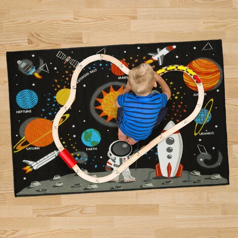 Relaxdays Tapis De Jeu, 150x100 Cm, Pour Enfants, éducatif, à Poils Courts, Antidérapant, Soleil & Planètes, Multicolore 3 Relaxdays Tapis De Jeu, 150x100 Cm, Pour Enfants, éducatif, à Poils Courts, Antidérapant, Soleil & Planètes, Multicolore – Image 3