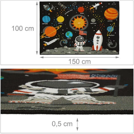 Relaxdays Tapis De Jeu, 150x100 Cm, Pour Enfants, éducatif, à Poils Courts, Antidérapant, Soleil & Planètes, Multicolore 5 Relaxdays Tapis De Jeu, 150x100 Cm, Pour Enfants, éducatif, à Poils Courts, Antidérapant, Soleil & Planètes, Multicolore – Image 5