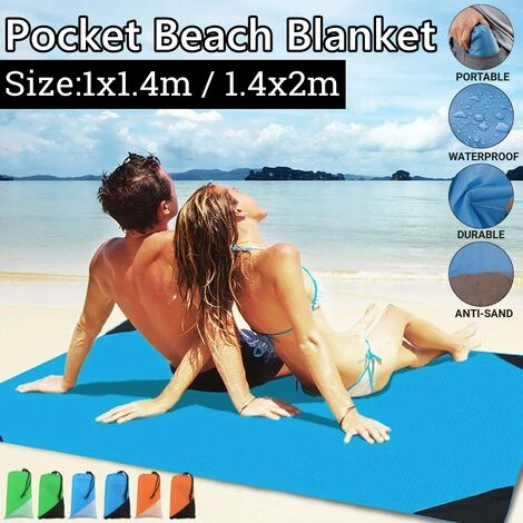 MANTA Couverture De Plage Extérieure Tapis En Nylon Portable Résistant Au Sable Imperméable (2x1.4M Coin Bleu Et Gris) 2 MANTA Couverture De Plage Extérieure Tapis En Nylon Portable Résistant Au Sable Imperméable (2x1.4M Coin Bleu Et Gris) – Image 2