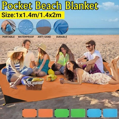 MANTA Couverture De Plage Extérieure Tapis En Nylon Portable Résistant Au Sable Imperméable (2x1.4M Coin Bleu Et Gris) 3 MANTA Couverture De Plage Extérieure Tapis En Nylon Portable Résistant Au Sable Imperméable (2x1.4M Coin Bleu Et Gris) – Image 3