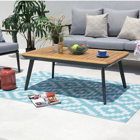 Tapis D'extérieur/intérieur Réversible 180x90cm - Kenya90cm - Red Deco - Blanc/bleu 3 Tapis D'extérieur/intérieur Réversible 180x90cm - Kenya90cm - Red Deco - Blanc/bleu – Image 3