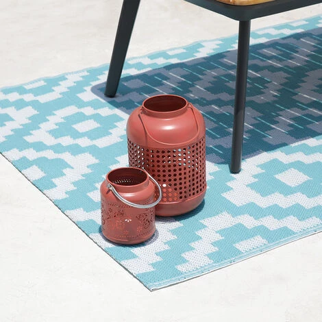 Tapis D'extérieur/intérieur Réversible 180x90cm - Kenya90cm - Red Deco - Blanc/bleu 4 Tapis D'extérieur/intérieur Réversible 180x90cm - Kenya90cm - Red Deco - Blanc/bleu – Image 4