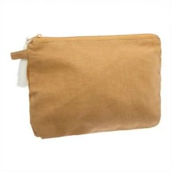 Atmosphera - Pochette En Velours Coton Avec Mot Brodé Et Pompon 20 X 15 Cm - Ocre -Tapis et paillasson Soldes 27373096 3