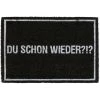 Relaxdays Paillasson En Coco "Du Schon Wieder", Tapis Antidérapant, Intérieur & Extérieur, 40x60 Cm, Noir/blanc