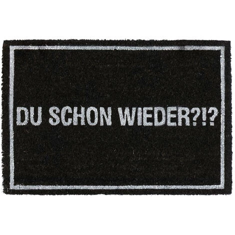 Relaxdays Paillasson En Coco "Du Schon Wieder", Tapis Antidérapant, Intérieur & Extérieur, 40x60 Cm, Noir/blanc 1 Relaxdays Paillasson En Coco "Du Schon Wieder", Tapis Antidérapant, Intérieur & Extérieur, 40x60 Cm, Noir/blanc