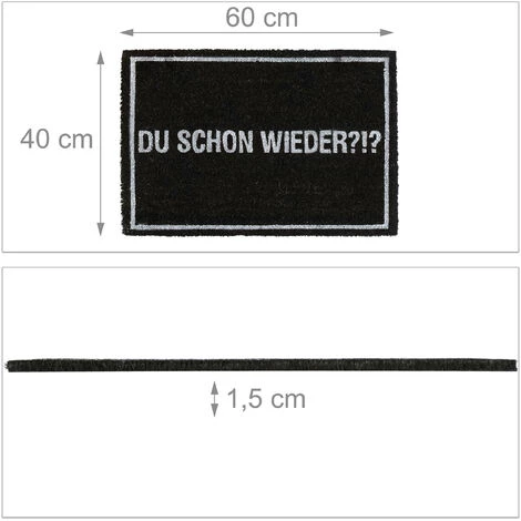 Relaxdays Paillasson En Coco "Du Schon Wieder", Tapis Antidérapant, Intérieur & Extérieur, 40x60 Cm, Noir/blanc 5 Relaxdays Paillasson En Coco "Du Schon Wieder", Tapis Antidérapant, Intérieur & Extérieur, 40x60 Cm, Noir/blanc – Image 5