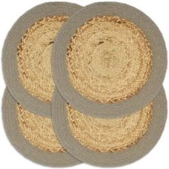 TRUE DEAL Napperons 4 Pcs Naturel Et Gris 38 Cm Jute Et Coton