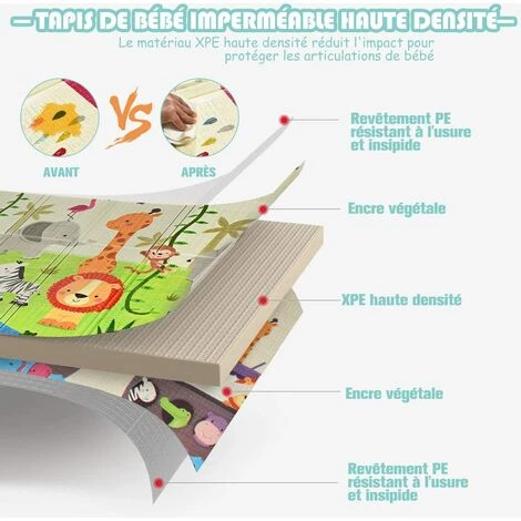 COSTWAY Tapis De Jeu Pour Bébé Pliable 200x180x1,4CM Avec Image Licorne Et Poney En Mousse XPE Non Toxique Antidérapant Double Face 2 COSTWAY Tapis De Jeu Pour Bébé Pliable 200x180x1,4CM Avec Image Licorne Et Poney En Mousse XPE Non Toxique Antidérapant Double Face – Image 2