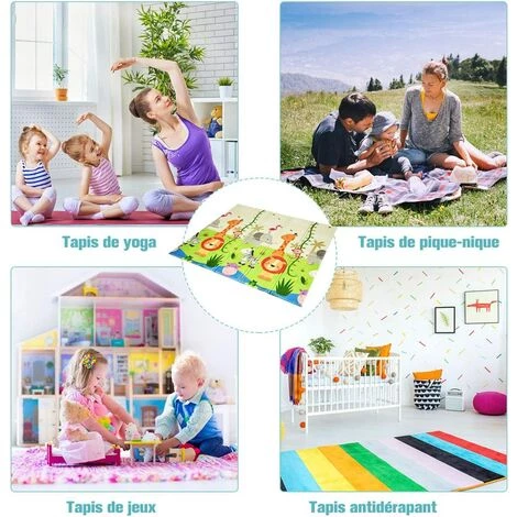 COSTWAY Tapis De Jeu Pour Bébé Pliable 200x180x1,4CM Avec Image Licorne Et Poney En Mousse XPE Non Toxique Antidérapant Double Face 3 COSTWAY Tapis De Jeu Pour Bébé Pliable 200x180x1,4CM Avec Image Licorne Et Poney En Mousse XPE Non Toxique Antidérapant Double Face – Image 3